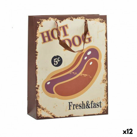 Paper Bag AR1603049 Hotdog & Coffee 10 x 33 x 25,5 cm (12 Units)