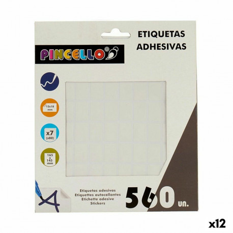Adhesive labels Pincello 1711080 1711080 White 17 x 4 x 19 cm 12 x 18 mm Rectangular (12 Units)