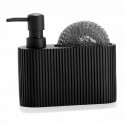 2-in-1 Soap Dispenser for the Kitchen Sink Andrea House CC71087 Black Resin Scourer 16,5 x 5,5 x 15 