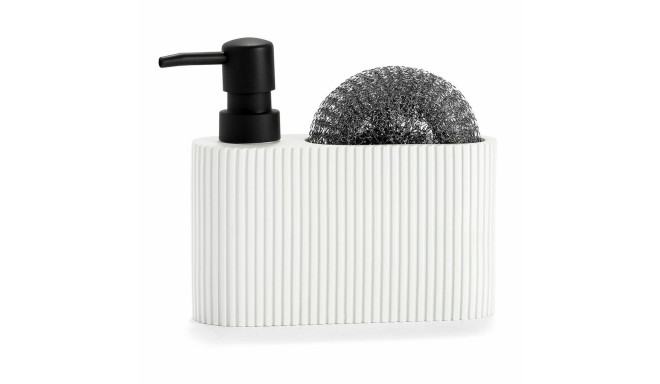 2-in-1 Soap Dispenser for the Kitchen Sink Andrea House CC71086 White Resin Scourer 16 x 5 x 15 cm 3