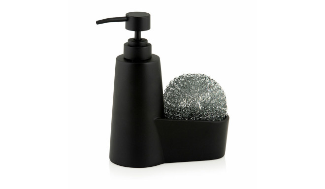 2-in-1 Soap Dispenser for the Kitchen Sink Andrea House CC70059 Matte back Plastic Scourer 14,5 x 7 