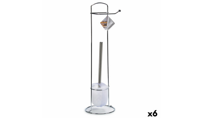 Harjaalusega Tualettpaberi Hoidja Berilo W2930A Valge Hõbedane Metall 16,5 x 59 x 16,5 cm (6 Ühikut)