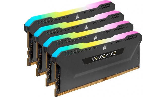 Corsair DDR4 - 32 GB -3200 - CL - 16 - Quad-Kit, RAM (black, CMH32GX4M4E3200C16, Vengeance RGB PRO S