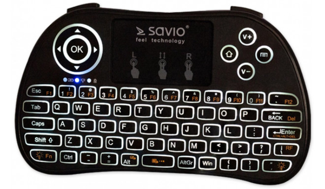 Savio KW-02 Wireless Mini Keyboard For  PC / PS4 / XBOX / Smart TV / Android + TouchPad Black (With 