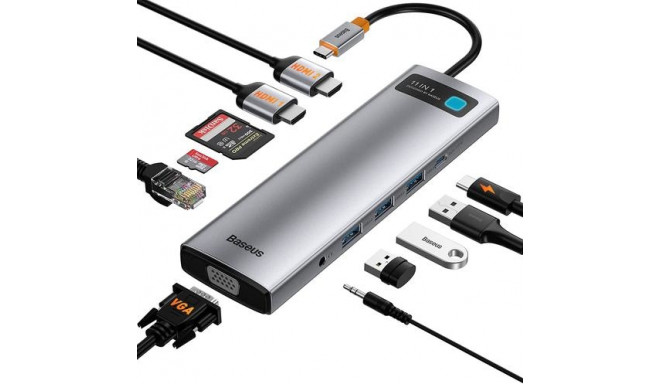 Baseus Metal Gleam Series 11-in-1 Wired USB 3.2 Gen 1 (3.1 Gen 1) Type-C Grey