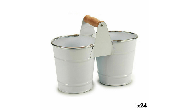 Planter Ibergarden D60088-D D60088-D White Silver Wood Zinc Double 20 x 15 x 10,2 cm 20,5 x 15 x 10,