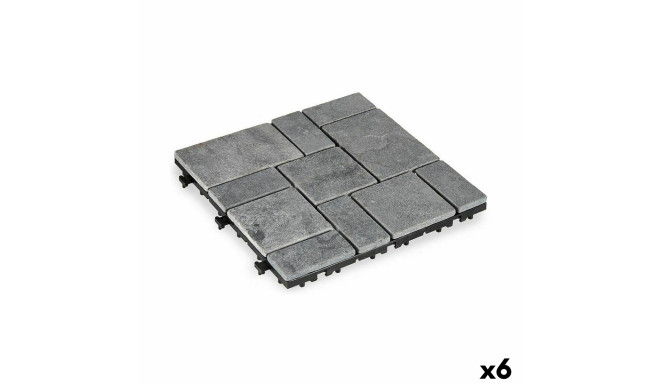 Interlocking Floor Tile Grey Stone Plastic 30 x 2,8 x 30 cm (6 Units)