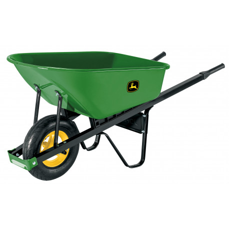 John Deere 100L professional wheelbarrow with heavy gauge metal tray (3pcs)