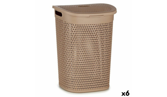 Laundry Basket Beige Plastic 60 L 43,5 x 57,5 x 34 cm (6 Units)