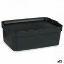 Storage Box with Lid Anthracite Plastic 6 L 21 x 11 x 32 cm (12 Units) Storage Box with Lid Anthracite Plastic 6 L 21 x 11 x 32 cm (12 Units)