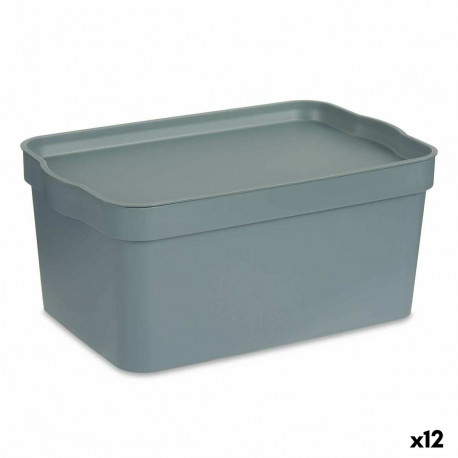 Storage Box with Lid Kipit TP594-2 TP594-2 Grey Plastic 7,5 L (12 Units)