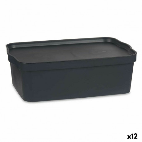 Uzglabāšanas Kaste ar Vāku Kipit TP595-1 Antracīts Plastmasa 14 L 29,5 x 14,3 x 45 cm (12 gb.)