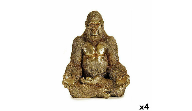 Decorative Figure Gorilla Yoga Golden 19 x 26,5 x 22 cm (4 Units)