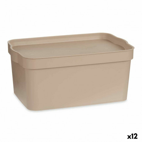 Uzglabāšanas Kaste ar Vāku Kipit TP594-3 Bēšs Plastmasa 7,5 L 21,5 x 14,5 x 32 cm (12 gb.)
