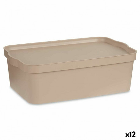 kaanega säilituskarp Kipit TP595-3 Beež Plastmass 14 L 29,5 x 14,5 x 45 cm (12 Ühikut)
