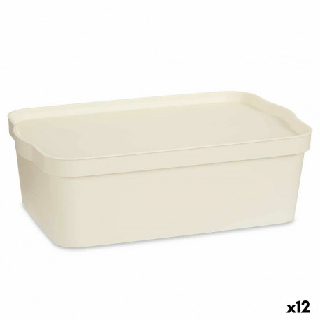 Storage Box with Lid Kipit TP595-4 TP595-4 Cream Plastic 14 L (12 Units)