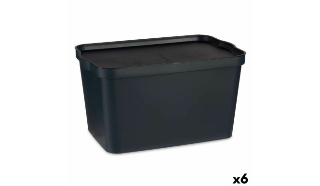 Storage Box with Lid Kipit TP596-1 TP596-1 Anthracite Plastic 24 L (6 Units)
