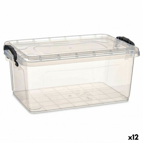 kaanega säilituskarp Kipit TP545-1 Läbipaistev Plastmass (12 Ühikut)