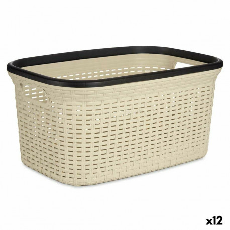 pesukorv Kipit TP7001-1 Kreemikas Plastmass 36 L 36 x 25,5 x 52,5 cm (12 Ühikut)