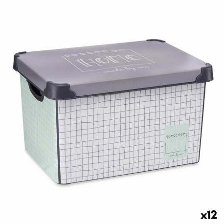 Storage Box with Lid Kipit STYLE BOX-22L-2 Home Grey Plastic Graph paper 22 L (12 Units)
