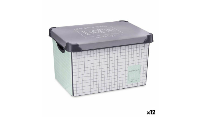 Storage Box with Lid Kipit Home Grey Plastic Graph paper 22 L 29 x 23,5 x 39 cm (12 Units)