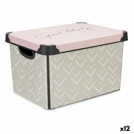 Uzglabāšanas Kaste ar Vāku Kipit Vibes Rozā Plastmasa Bultas 17 L 28 x 22 x 37 cm (12 gb.)