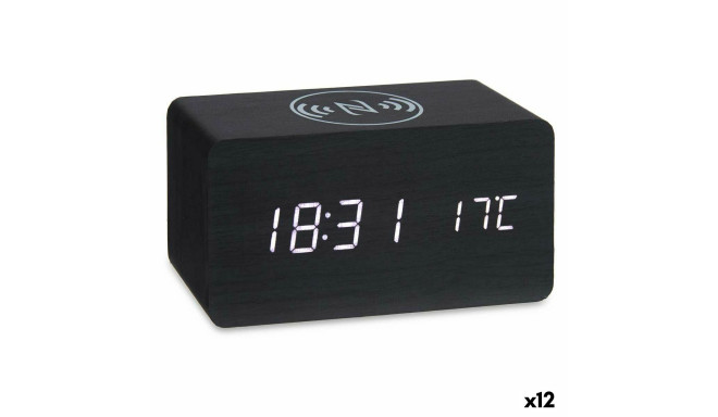 Alarm Clock with Wireless Charger Black
