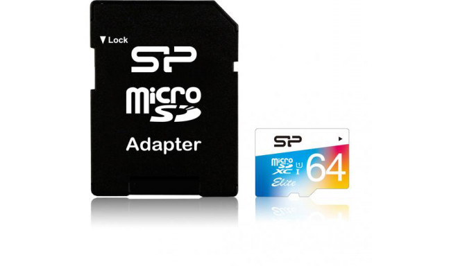 Silicon Power atmiņas karte microSDXC 64GB Elite Class 10 + adapteris