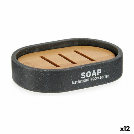 Soap dish Berilo 77934 77934 Brown Grey Resin 8 x 2,5 x 12,5 cm (12 Units)