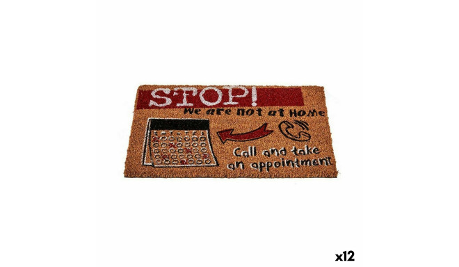 Doormat Stop Black Red Natural Coconut Fibre 40 x 1,5 x 60 cm (12 Units)