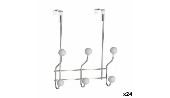 Door Coat Rack Berilo W4742-6H White Metal Plastic 10 x 22 x 26 cm (24 Units)