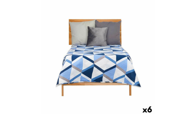 Reversible Bedspread 180 x 260 cm Blue White (6 Units)