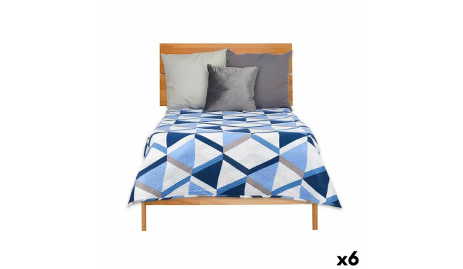 Reversible Bedspread 240 x 260 cm Blue White (6 Units)