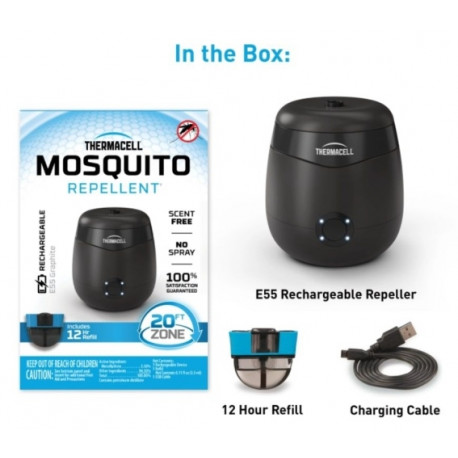 Thermacell E55XI Rechargable Zone Portable Mosquito Repeller, Black