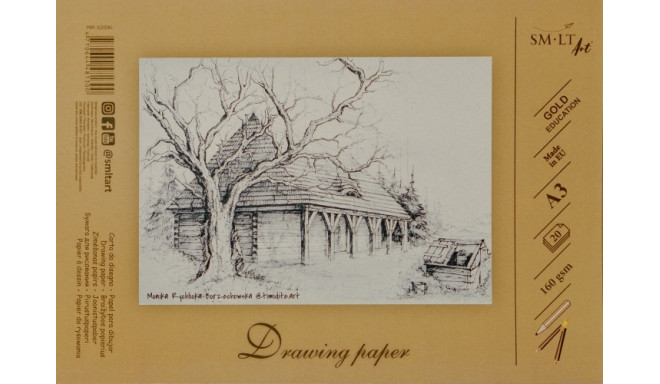 Drawing and sketching paper SMLT A3, 160 g/m2, 20 sheets, glued