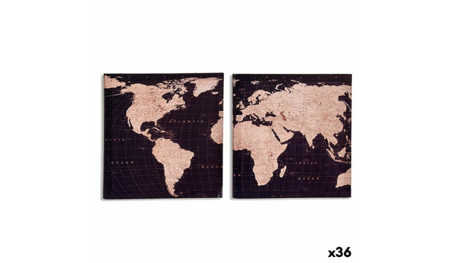 Canvas Gift Decor PC193416 PC193416 World Map 1,5 x 28 x 28 cm (36 Units)