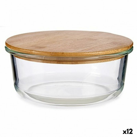 Round Lunch Box with Lid Vivalto LHB-HR-950F LHB-HR-950F Transparent Bamboo Borosilicate Glass (12 U