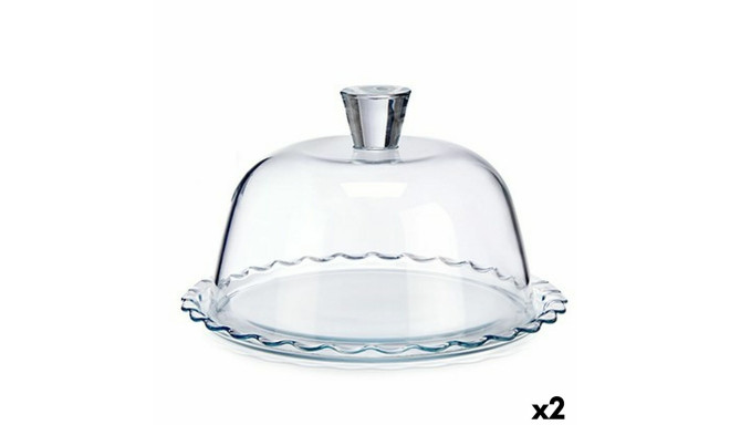 Lõunakarp Pasabahce Petite Patisserie Läbipaistev Klaas 26,4 x 15,5 x 26,4 cm Lained (2 Ühikut)