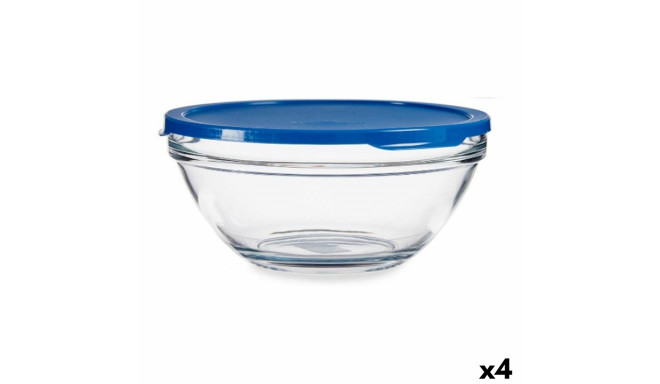 Round Lunch Box with Lid Chefs Blue 2,5 L 23,7 x 10,1 x 23,7 cm (4 Units)