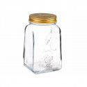 Jar Homemade Transparent Golden Metal Glass 1 L 9,8 x 17 x 9,8 cm (12 Units)