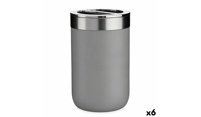 Toothbrush Holder Grey Silver Plastic 7,7 x 11,2 x 7,7 cm (6 Units)