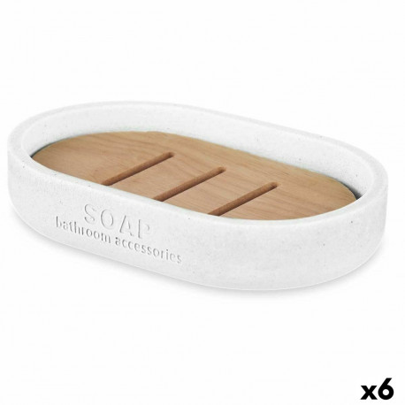 Soap dish Berilo B5456BC-4 - 455 B5456BC-4 - 455 White Resin Bamboo 12,5 x 2,5 x 8,5 cm (6 Units)