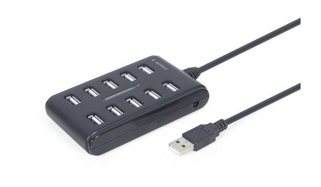 Gembird UHB-U2P10P-01 10-pordine USB 2.0 jaotur, must