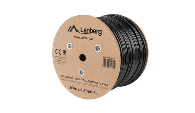 Lanberg LCU6-21CU-0305-BK networking cable Black 305 m Cat6 U/UTP (UTP)