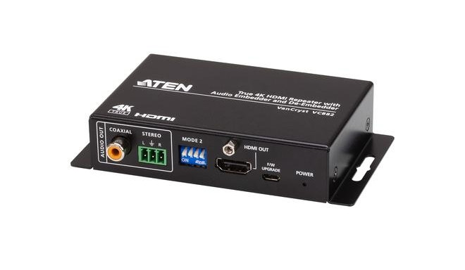 ATEN True 4K HDMI Repeater with Audio Embedder and De-Embedder