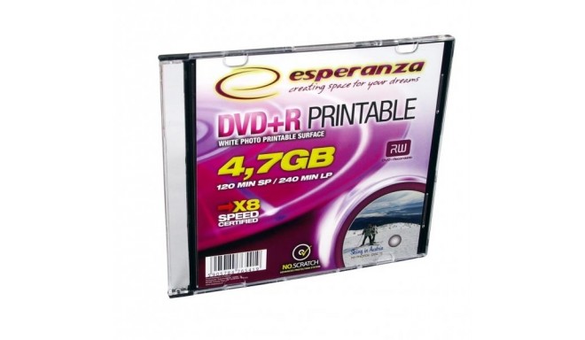 ESPERANZA 1307 - DVD+R Printable - carton 200pcs [ slim jewel case 1|4,7GB|16x]