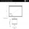 4World Projection screen with stand 203x152 (100'',4:3) Matt White