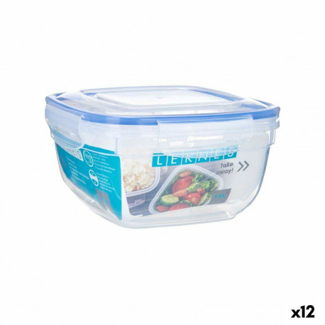 Hermetic Lunch Box Leknes 30104 30104 Transparent polypropylene Squared 1,5 L (12 Units)