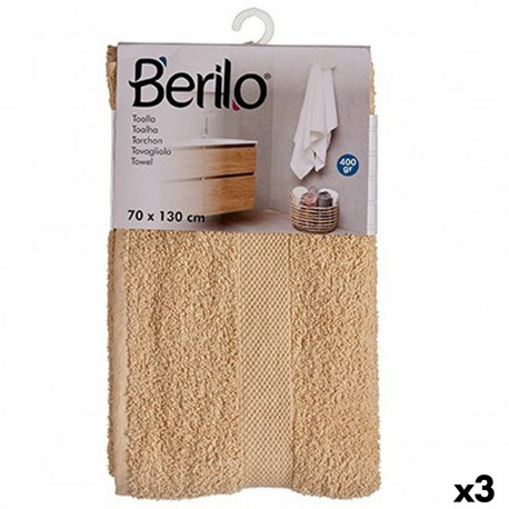 Bath towel Berilo 89658 89658 Cream 80 % cotton 20 % Polyester 70 x 130 cm 35 x 4 x 20 cm (3 Units)