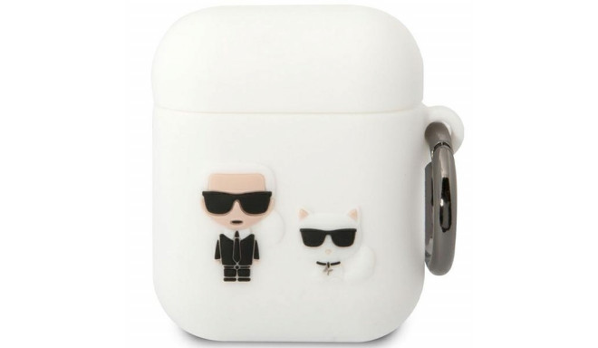 Karl Lagerfeld case for Airpods 1 / 2 KLACA2SILKCW white Silicone Karl & Choupette